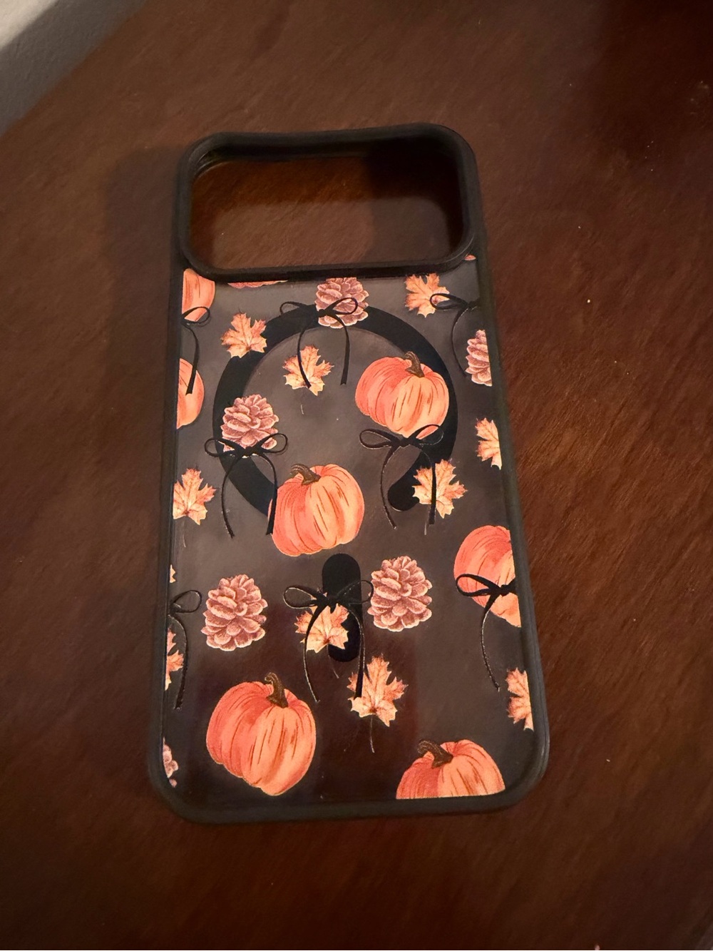 Autumn Pumpkin Pattern Black iPhone 17 Pro Max Case - Festive Fall Design